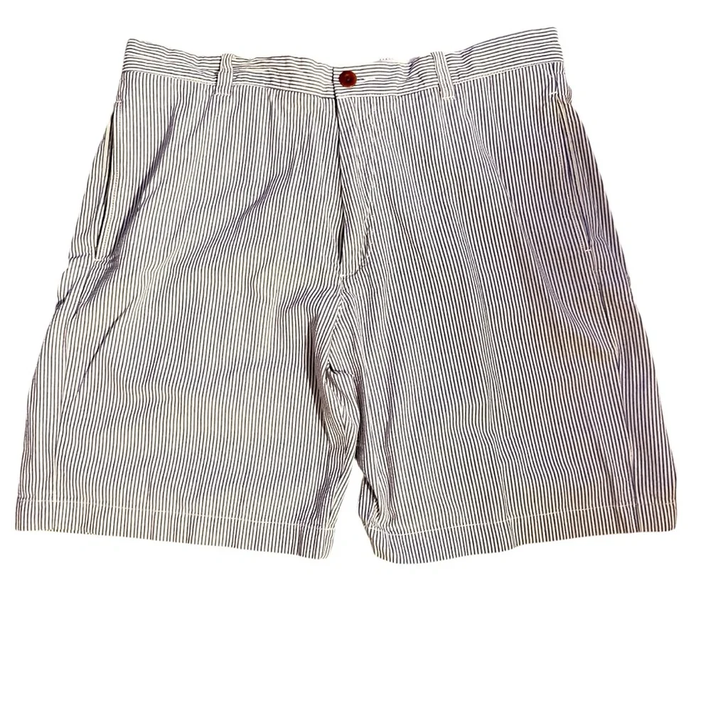 J. Crew Blue & White Seersucker Flat Front Cotton Shorts Size 35 Casual Preppy